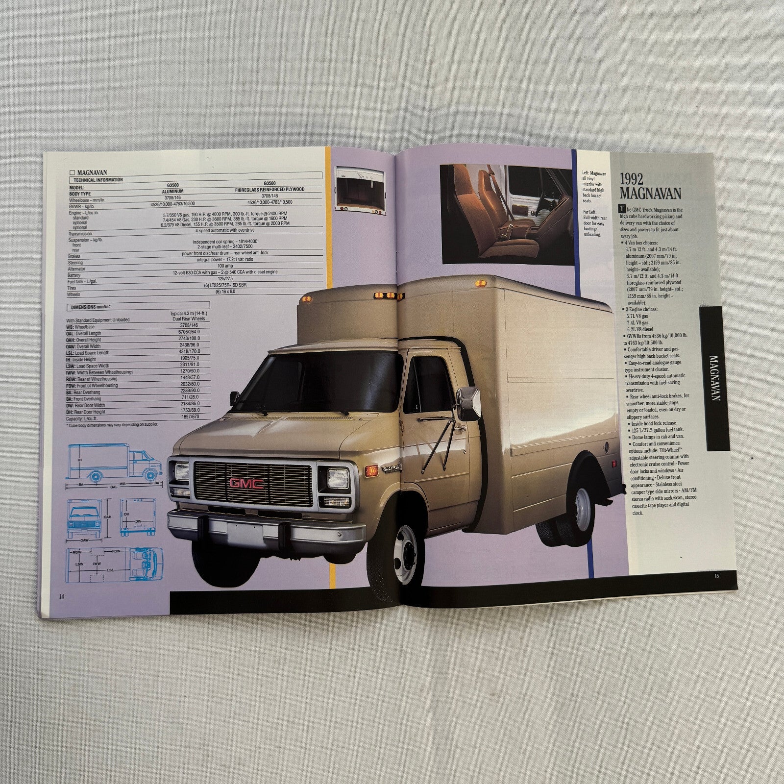 1992 GMC Commercial Truck Sales Brochure Catalog Vandura Safari Pickup Motorhome