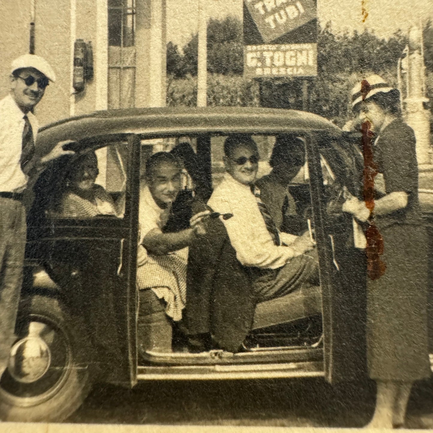 Vintage Photograph Photo Print People with Car Automobile European