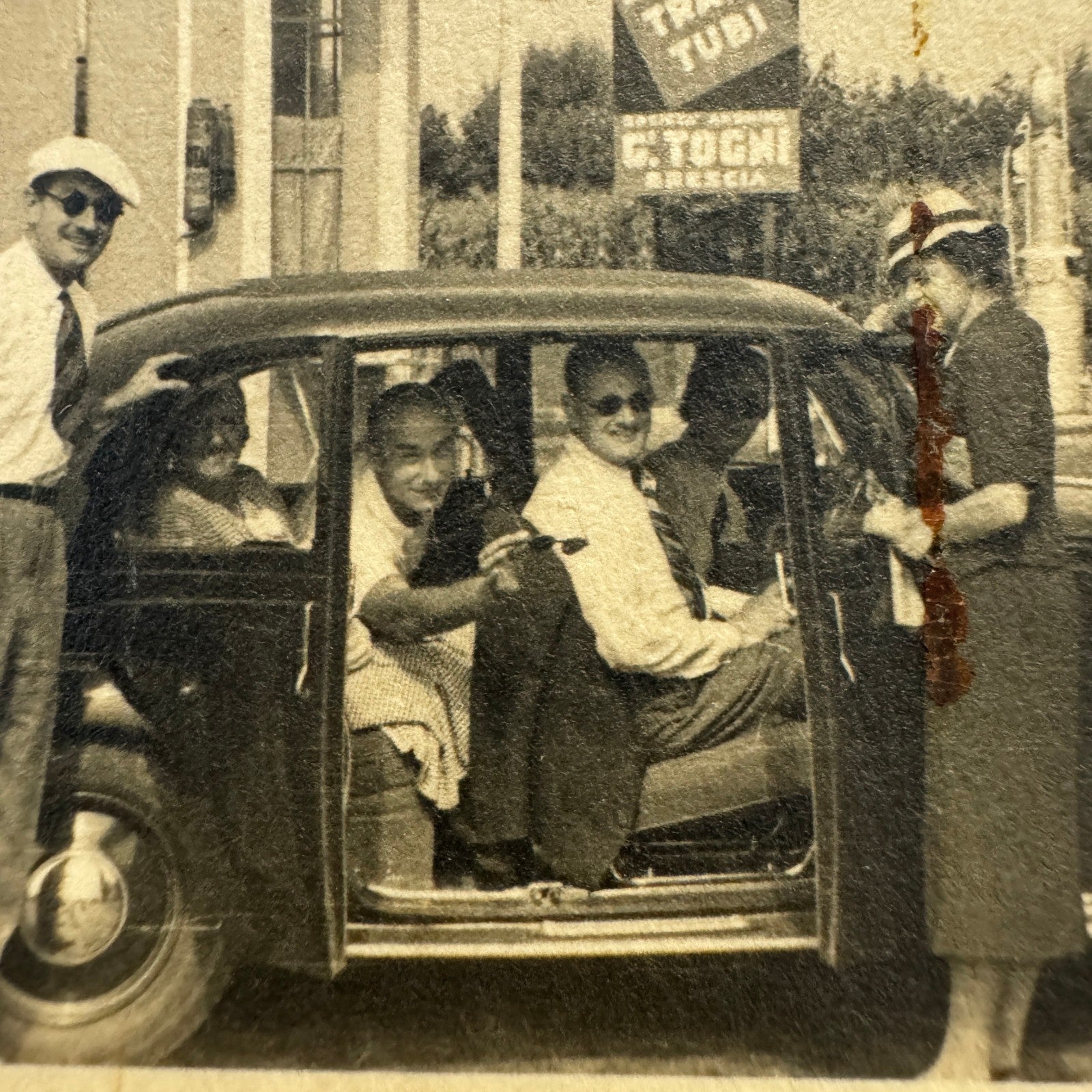 Vintage Photograph Photo Print People with Car Automobile European