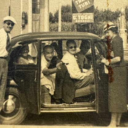 Vintage Photograph Photo Print People with Car Automobile European
