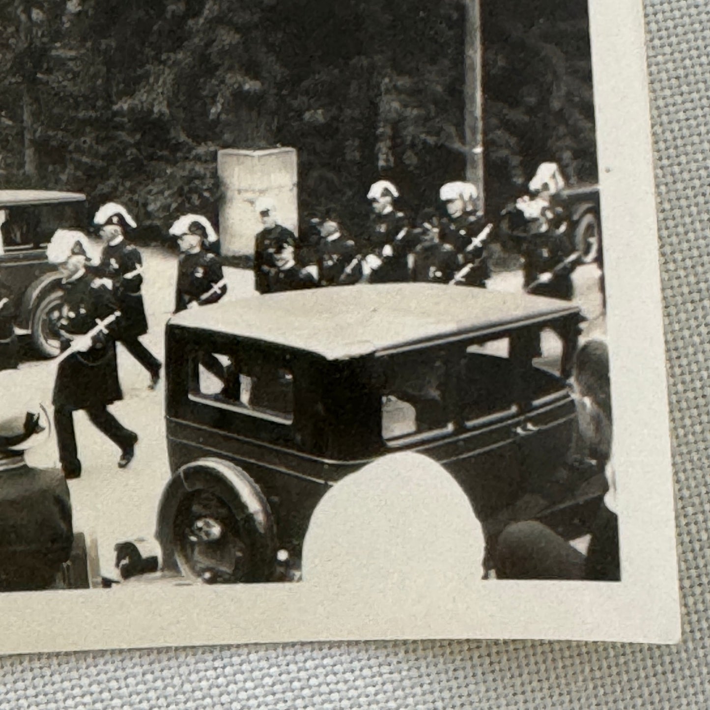 Vintage Car Photo Photograph Print People in Uniform with Automobiles Military