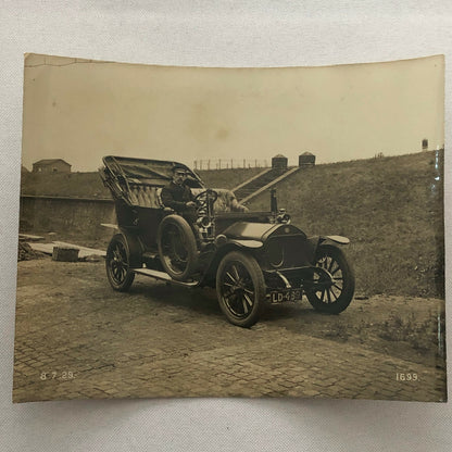 Vintage Photograph Photo Early Antique Car with Driver Chauffeur ? 