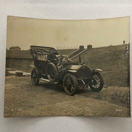 Vintage Photograph Photo Early Antique Car with Driver Chauffeur ? 