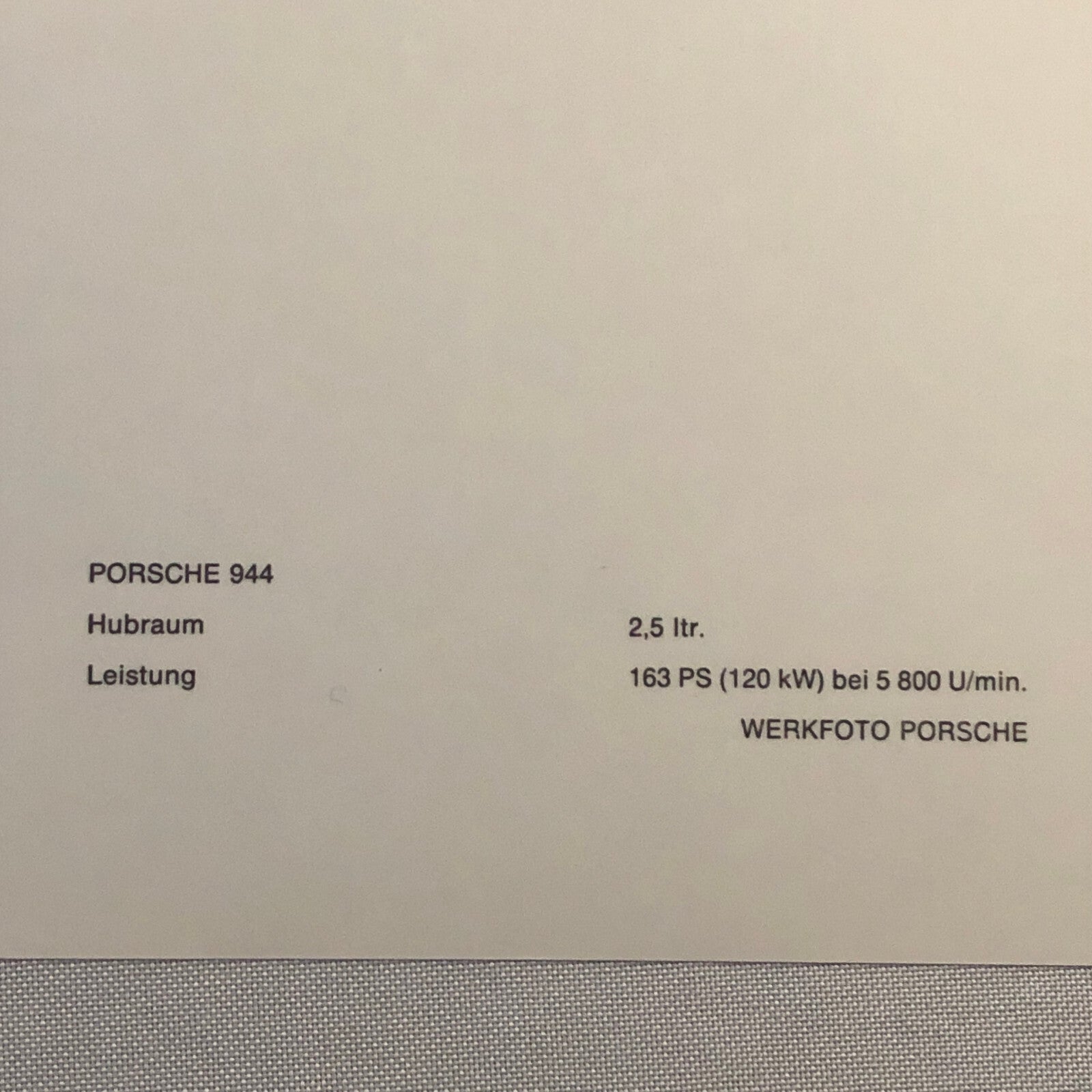 Porsche 944 Factory Press Photo Photograph Werkfoto Print