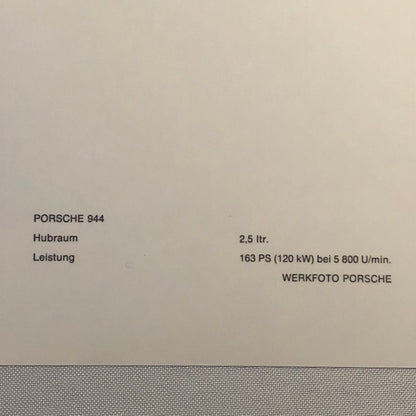 Porsche 944 Factory Press Photo Photograph Werkfoto Print