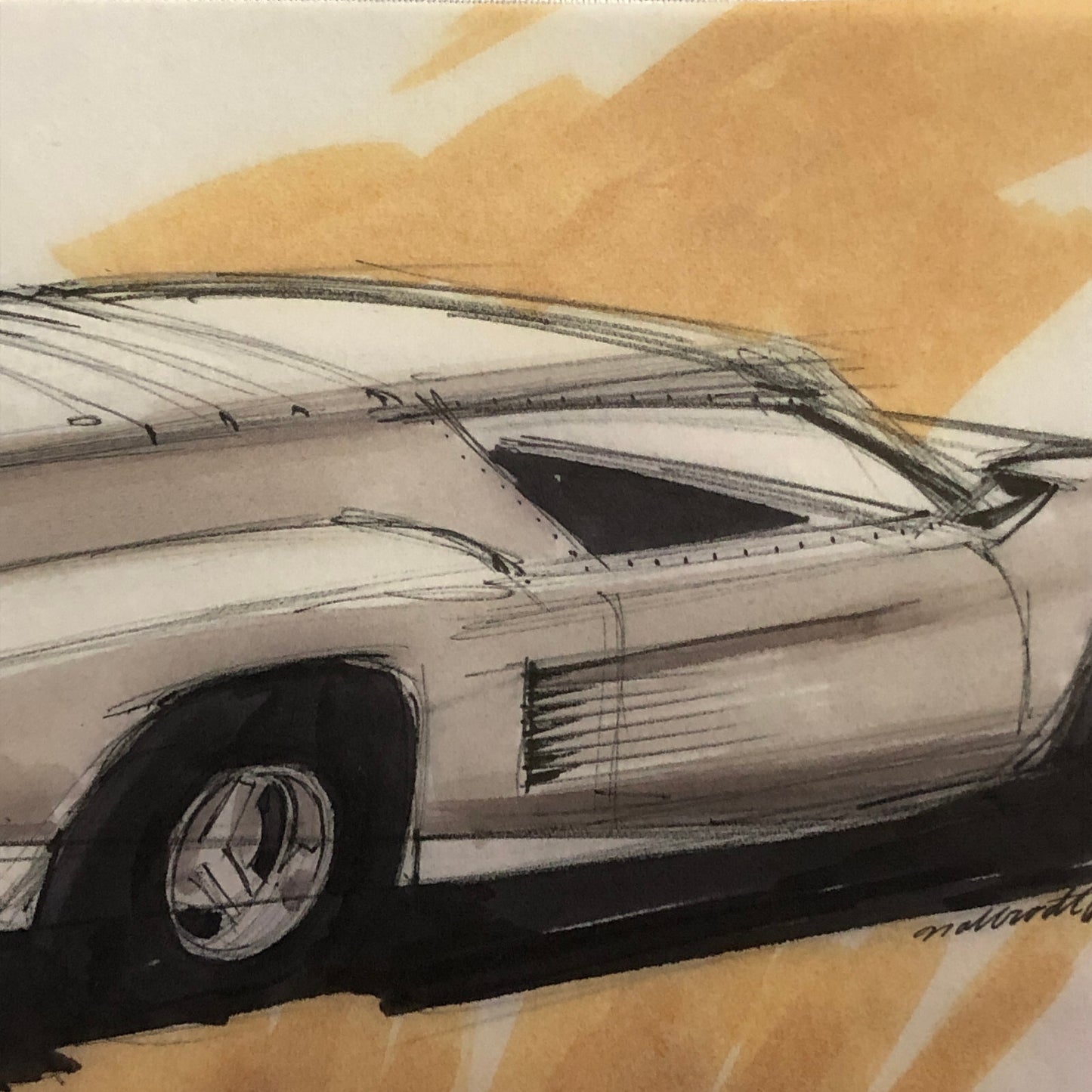 Styling Concept Automobile Illustration Art Drawing Sketch Vintage 1967 NOTTRODT