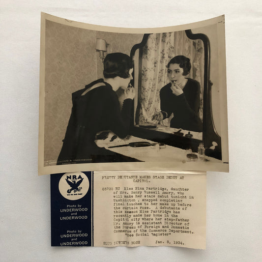 Press Photo Photograph Theater Actress Debutante 1934 Underwood & Underwood