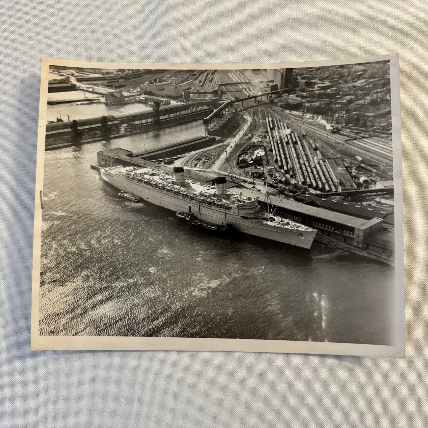 Vintage Ship Boat Photo Photograph Print Queen Elizabeth Ship Halifax Harbour