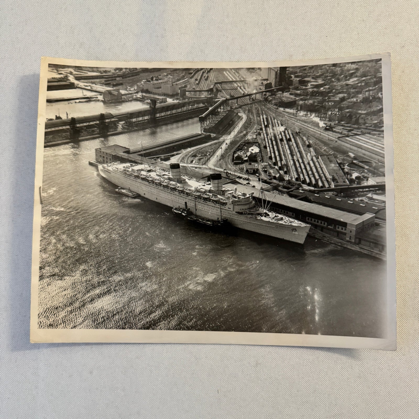 Vintage Ship Boat Photo Photograph Print Queen Elizabeth Ship Halifax Harbour