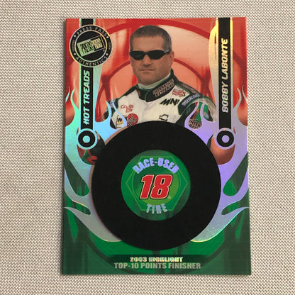 2004 Press Pass Hot Treads Tire Relic Card Bobby Labonte NASCAR