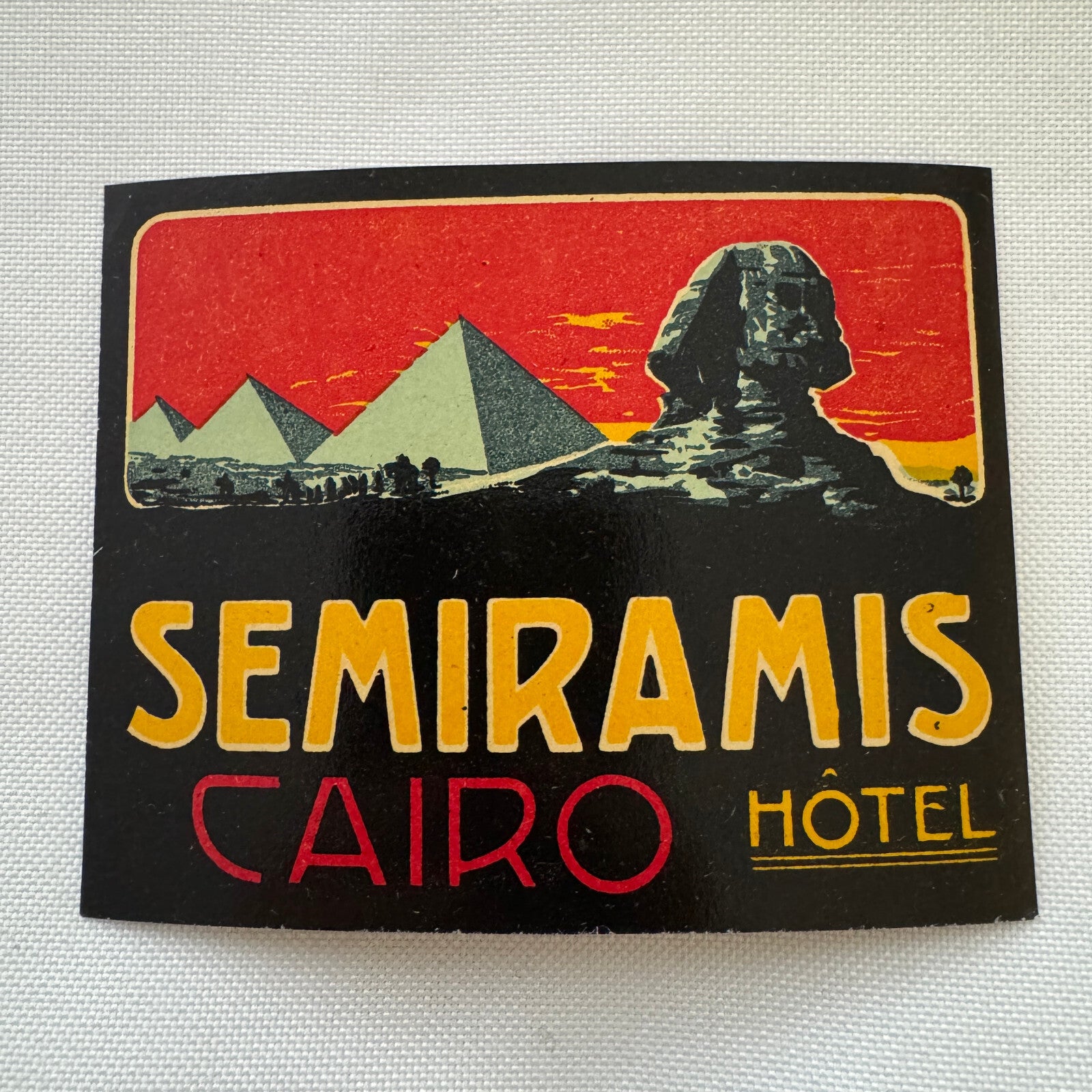 Vintage Travel Luggage Label Hotel Semiramis Cairo Egypt Egyptian