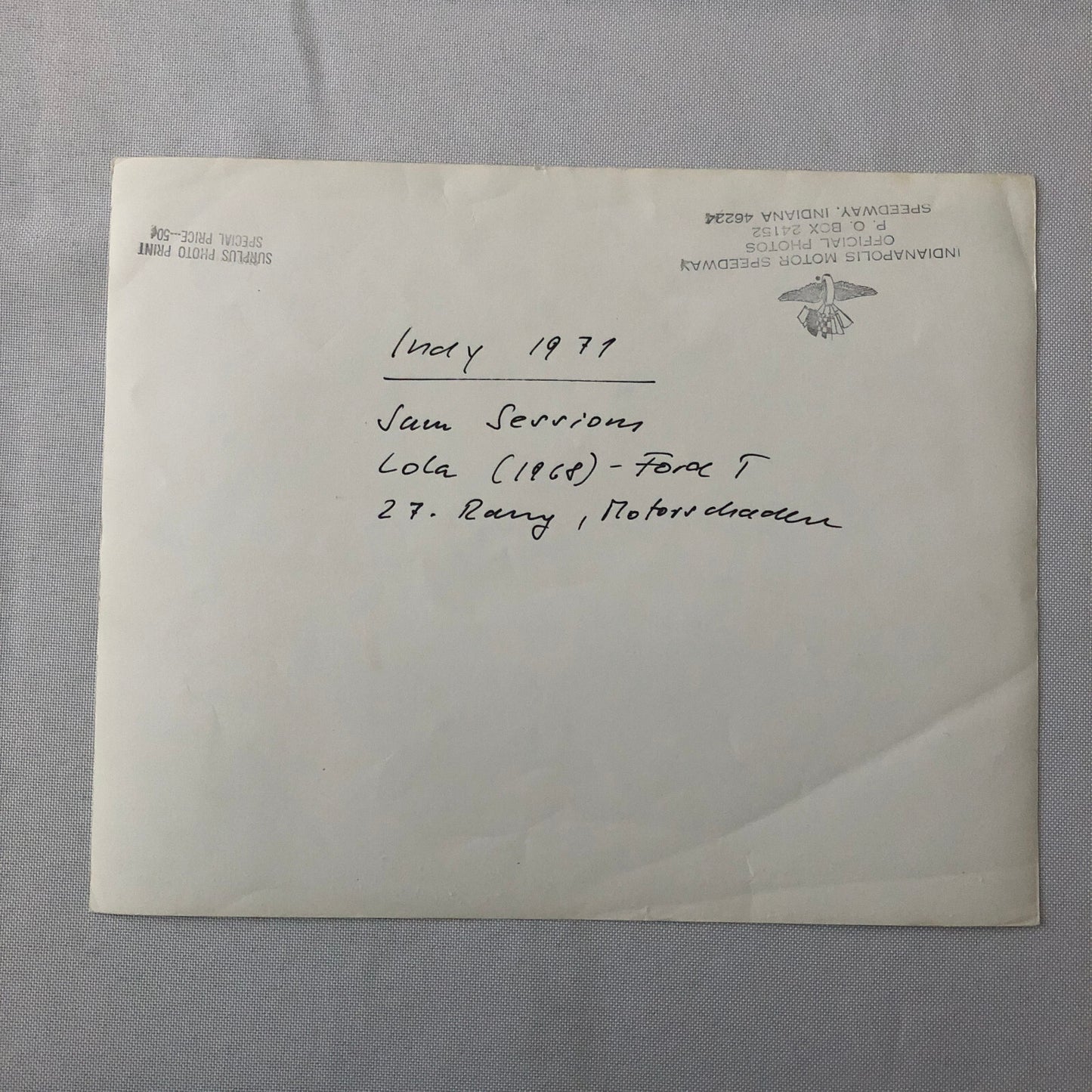 Vintage Indy Indianapolis Racing Photo Photograph 1971 Sammy Sessions