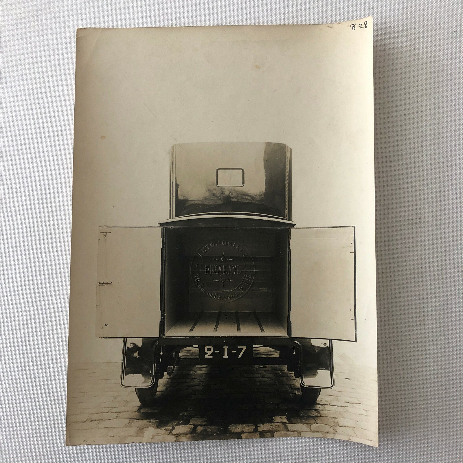 Antique Delahaye Truck Van Photo Photograph with Company Embossed Stamp Vintage 