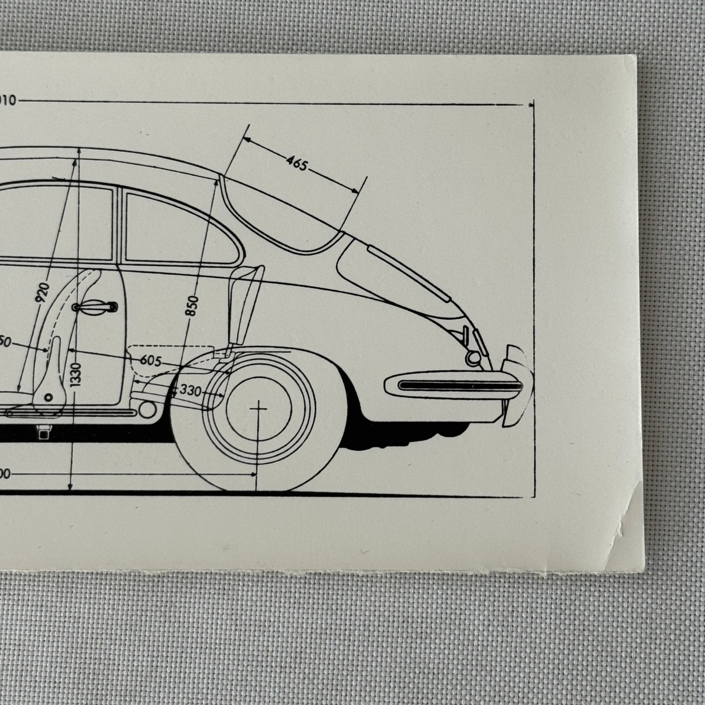 Porsche 356 Car Line Drawing Diagram Photo Photograph Print