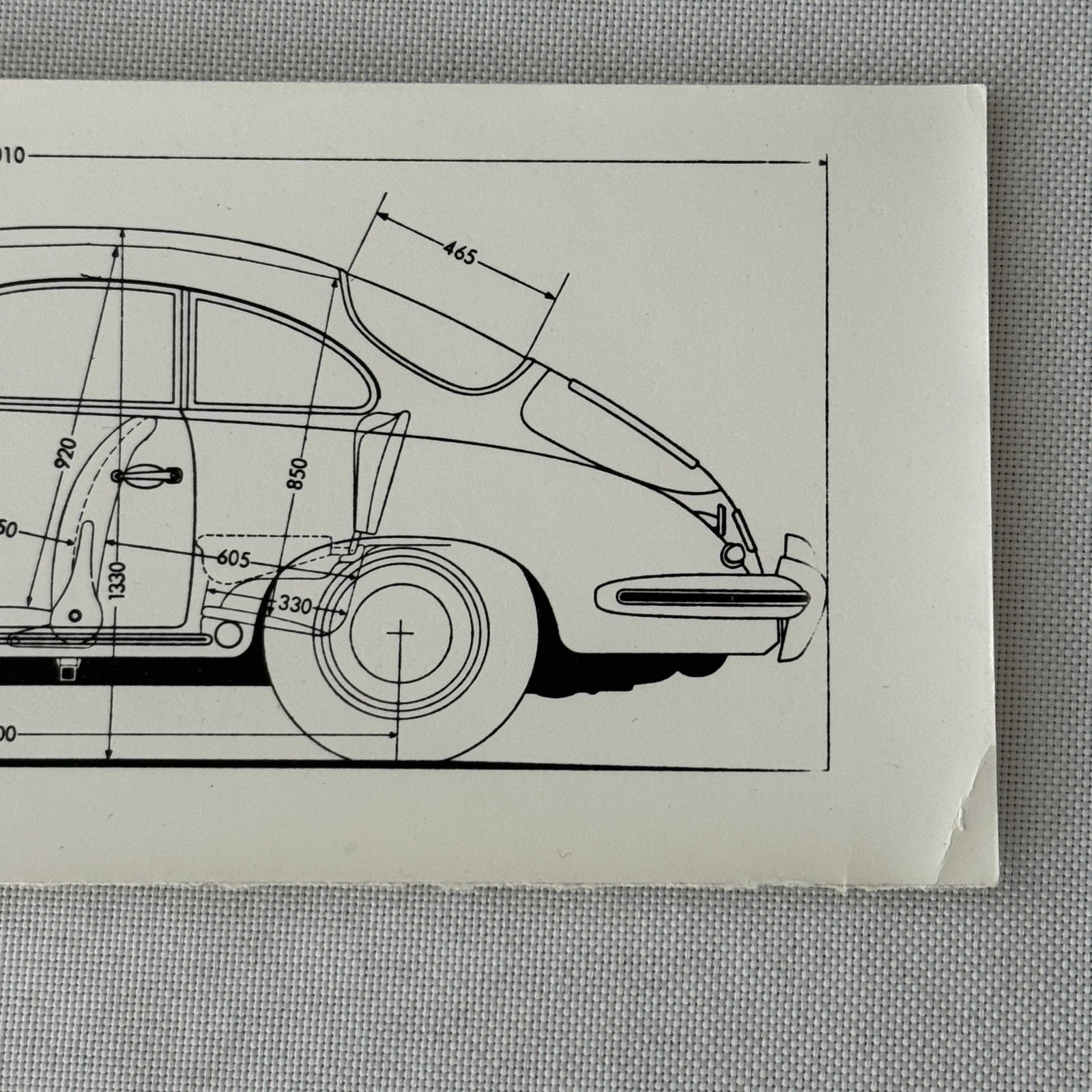 Porsche 356 Car Line Drawing Diagram Photo Photograph Print