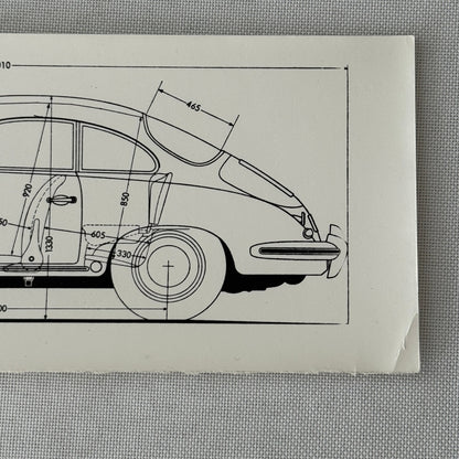 Porsche 356 Car Line Drawing Diagram Photo Photograph Print