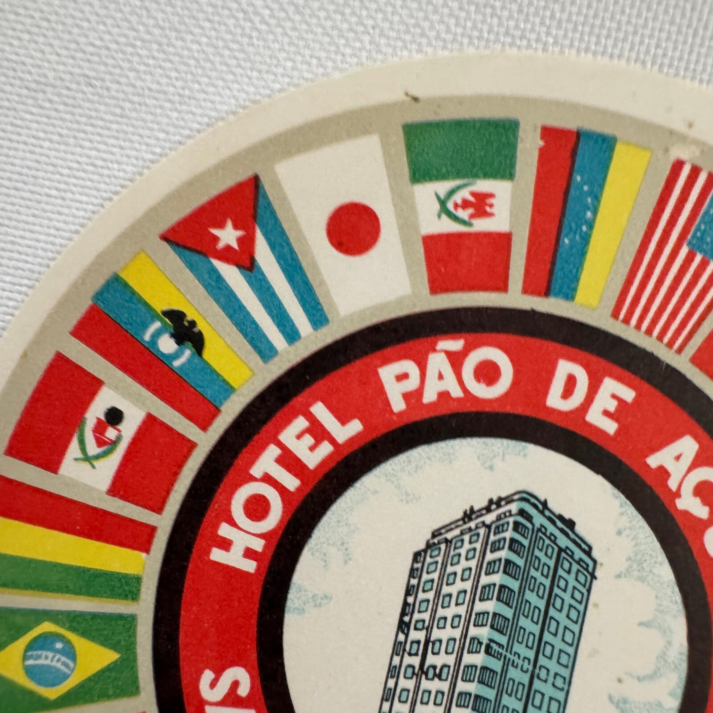 Vintage Travel Luggage Label Sao Paulo Brazil Brazilian Hotel Pao de Acucar