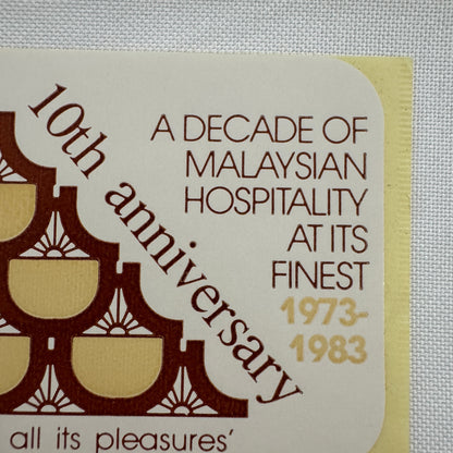 Vintage Travel Luggage Label Sticker Decal Rasa Sayang Hotel Malaysia 1983