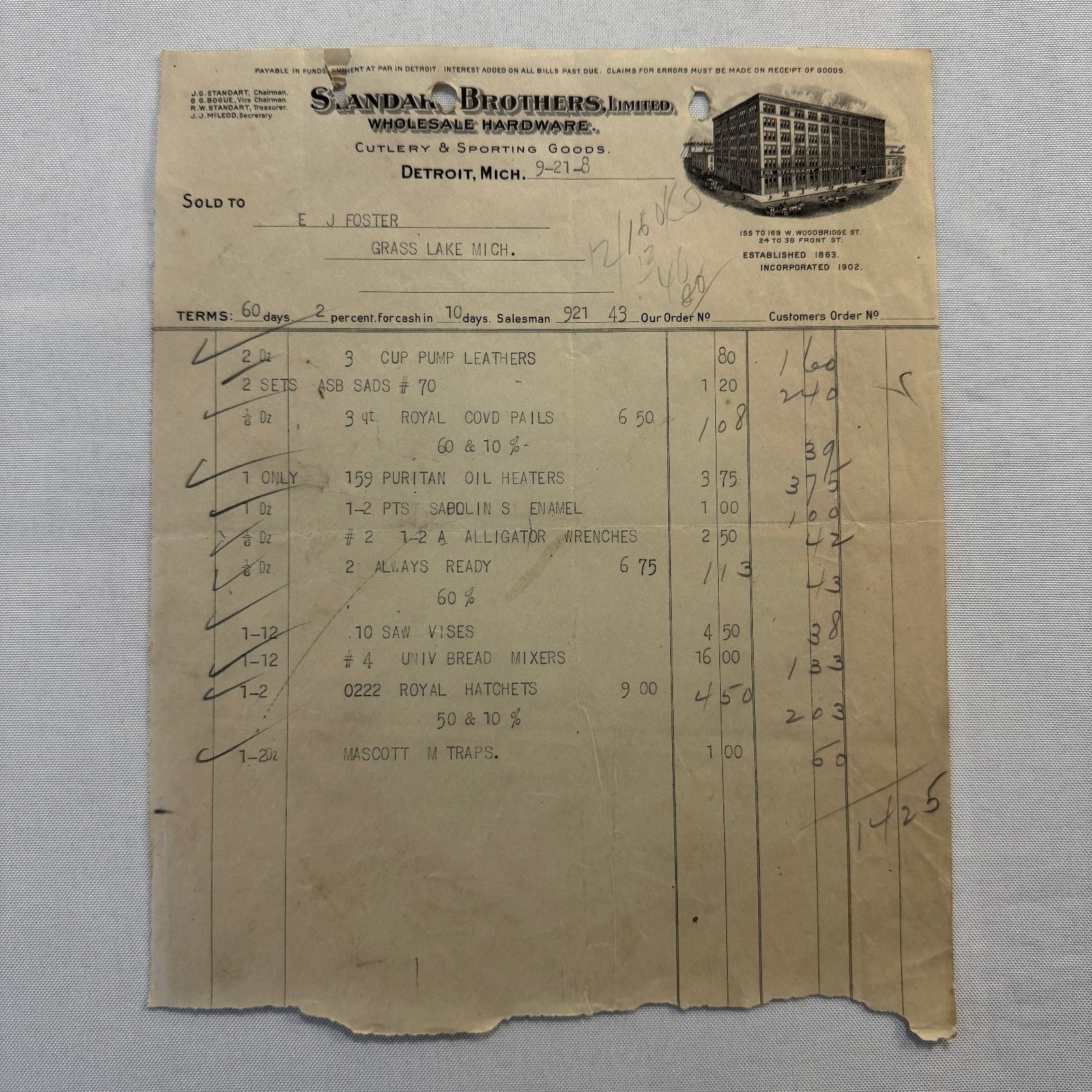 Antique Document Receipt Invoice Lot Farm Equipment Hardware Buggy Furniture 25+
