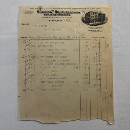 Antique Document Receipt Invoice Lot Farm Equipment Hardware Buggy Furniture 25+