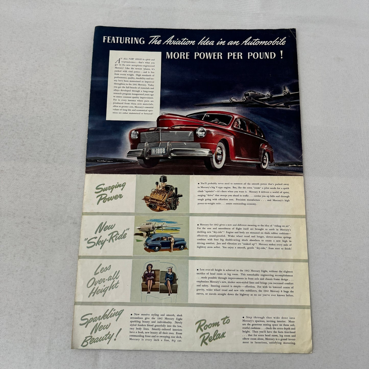 1942 Mercury Eight Car Sales Brochure Catalog Poster Coupe Town Sedan Canadian