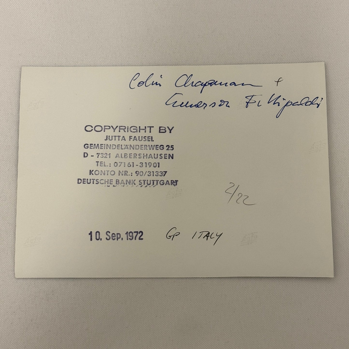 Vintage Racing Photo 1972 Italian Grand Prix Emerson Fittipaldi Colin Chapman