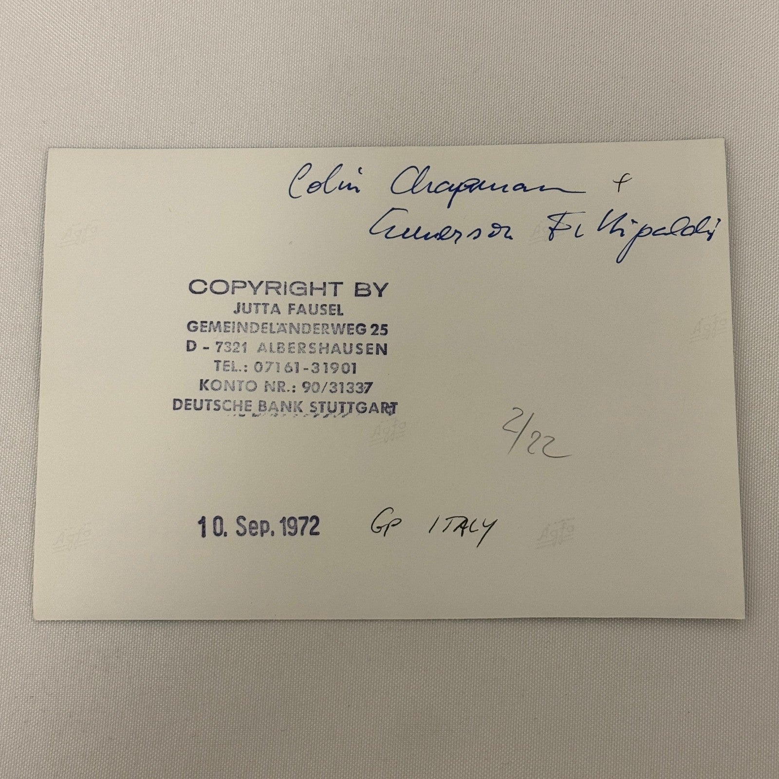 Vintage Racing Photo 1972 Italian Grand Prix Emerson Fittipaldi Colin Chapman