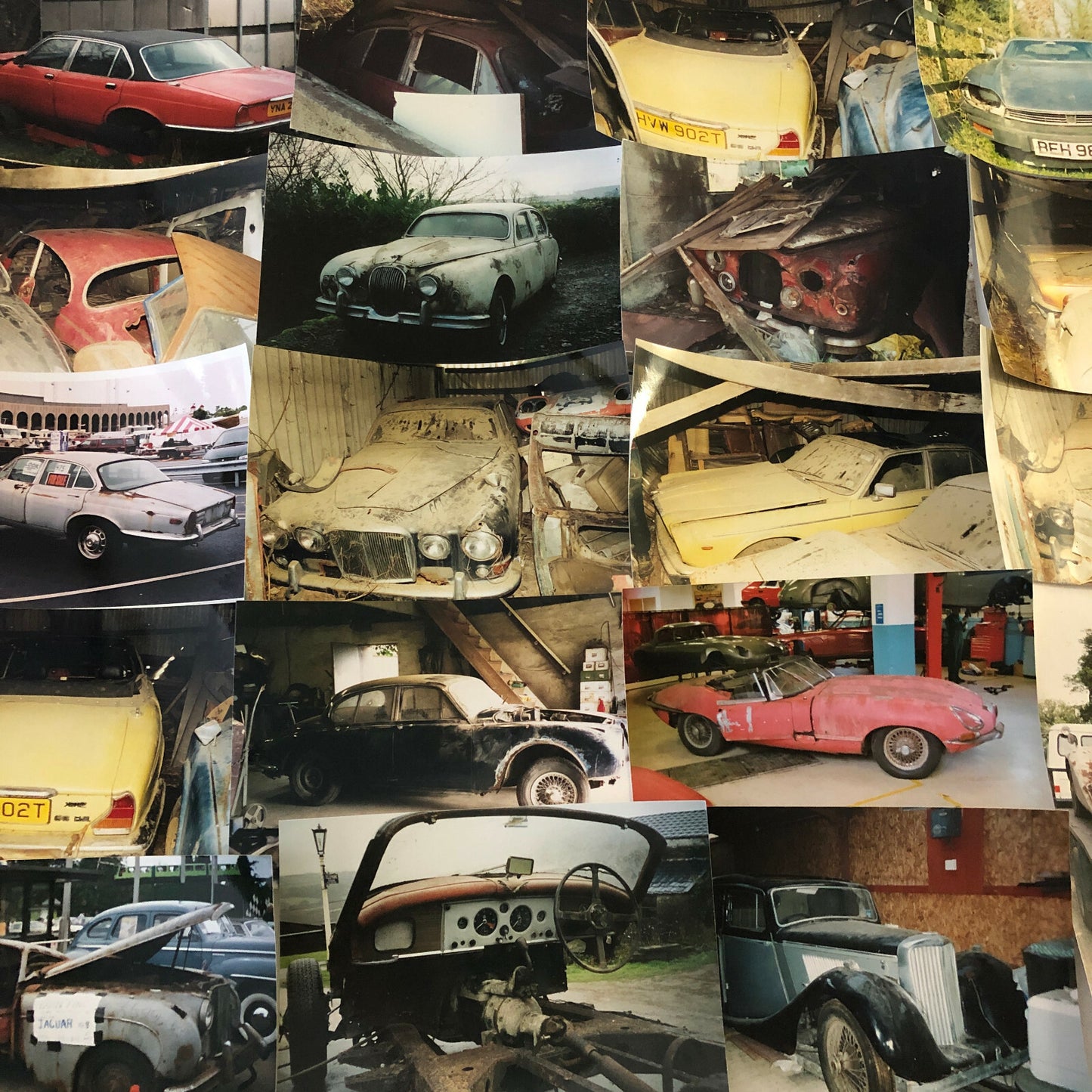 Jaguar Car Barn Find Junk Yard Parts Photo Photograph Print Lot of 22 E-Type + 