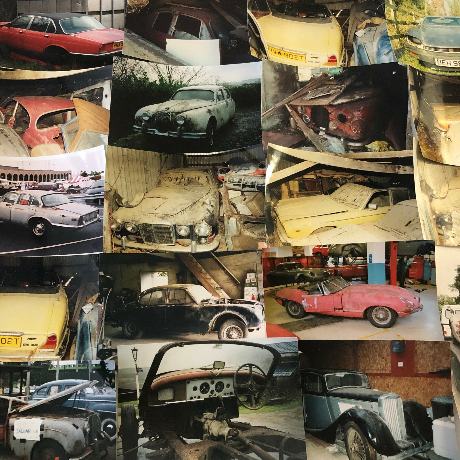Jaguar Car Barn Find Junk Yard Parts Photo Photograph Print Lot of 22 E-Type + 