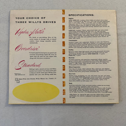 1954 Aero willys Car Sales Brochure Catalog Advertising Lark Eagle Ace