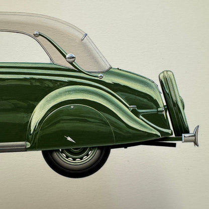 1938 Ford V8 Type 48 Cabriolet Car Illustration Art Drawing Hand Drawn