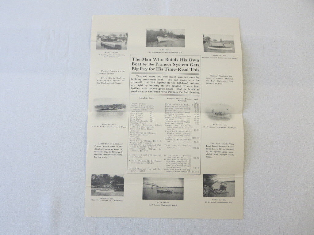 Vintage 1909 Pioneer Boat & Pattern Company Brochure Advertisement 