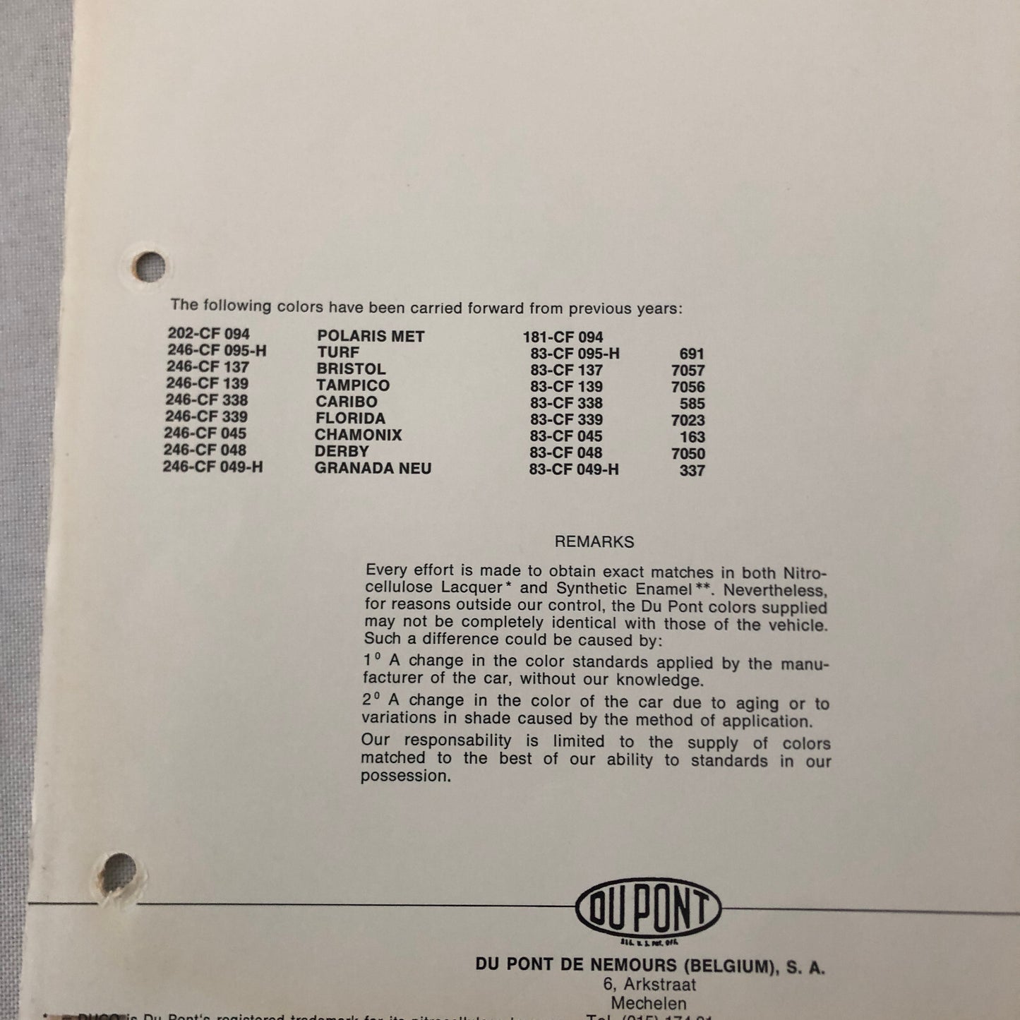 1967 BMW Car Dupont Paint Chip Color Sample Sheet SAHARA