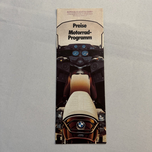 1979 BMW Motorcycle Price and Options Brochure Catalog R65 R100 R80 R45 GERMAN