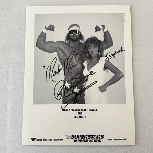 Macho Man Randy Savage and Miss Elizabeth 1987 WWF Wrestling Promo Photo Card