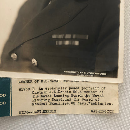 Military Navy Press Photo Photograph Naval Captain J.E. Dennis Underwood Photo