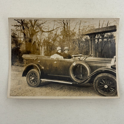 Vintage Photo Photograph Print Man Woman Couple in Early Automobile Car