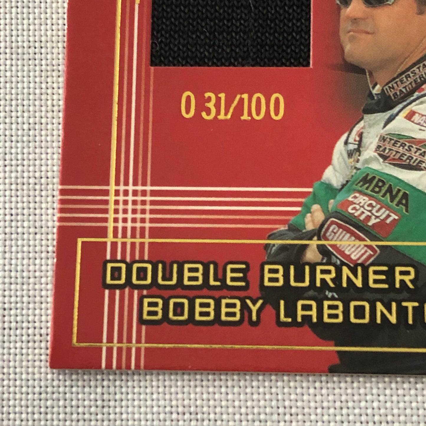 2002 Press Pass Double Burner Bobby Labonte Relic Card /100 Nascar Racing