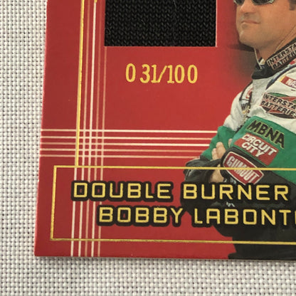 2002 Press Pass Double Burner Bobby Labonte Relic Card /100 Nascar Racing