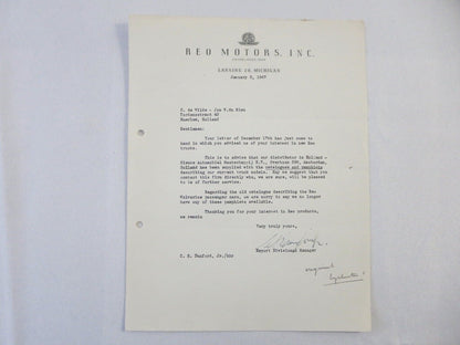 1947 REO Motors Inc Correspondence Letter Letterhead REO Truck 
