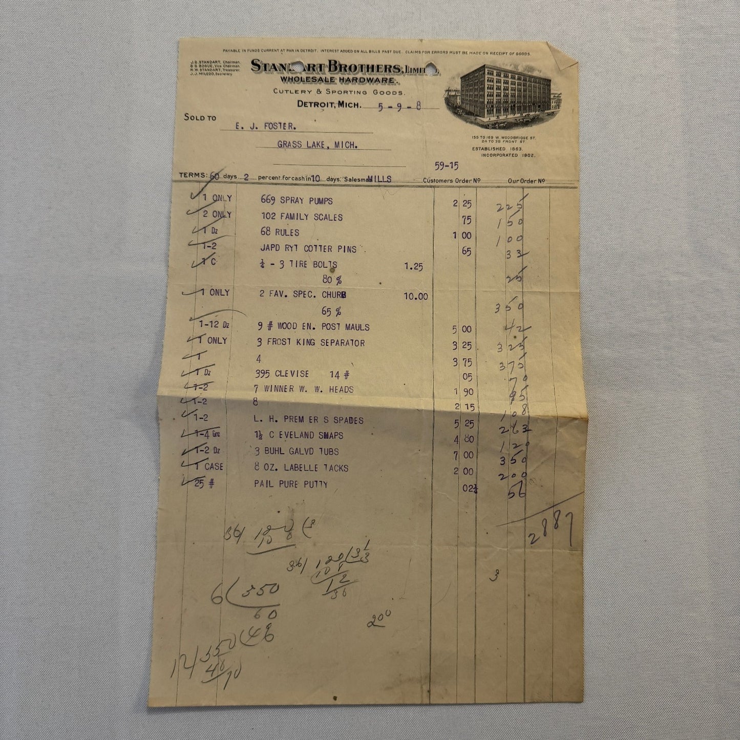 Antique Document Receipt Invoice Lot Farm Equipment Hardware Buggy Furniture 25+