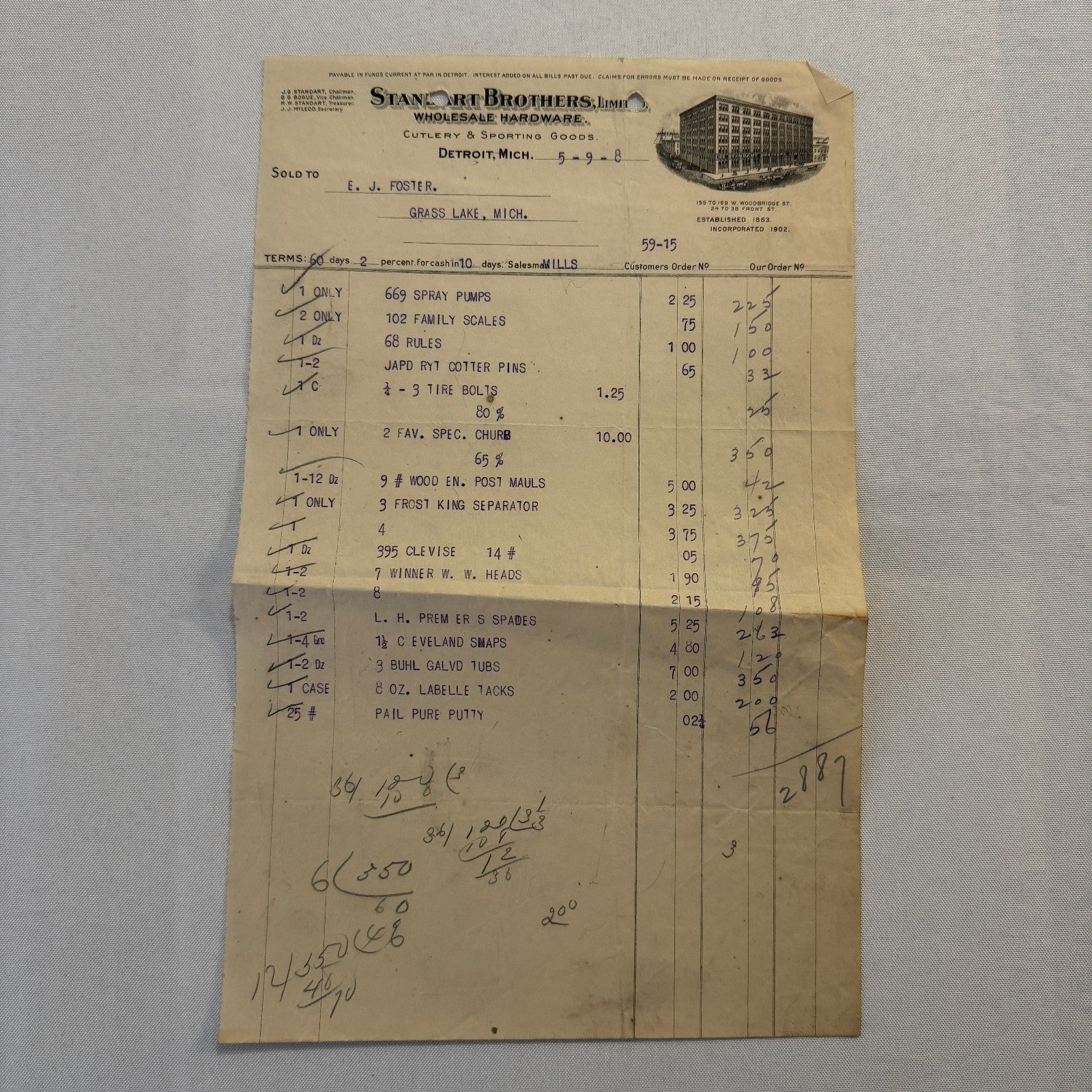 Antique Document Receipt Invoice Lot Farm Equipment Hardware Buggy Furniture 25+