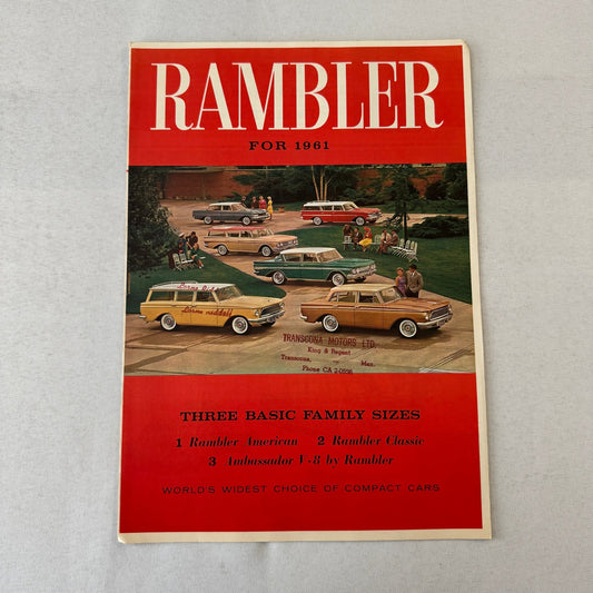 1961 Rambler Car Sales Brochure Catalog American Classic Ambassador V8 Canadian