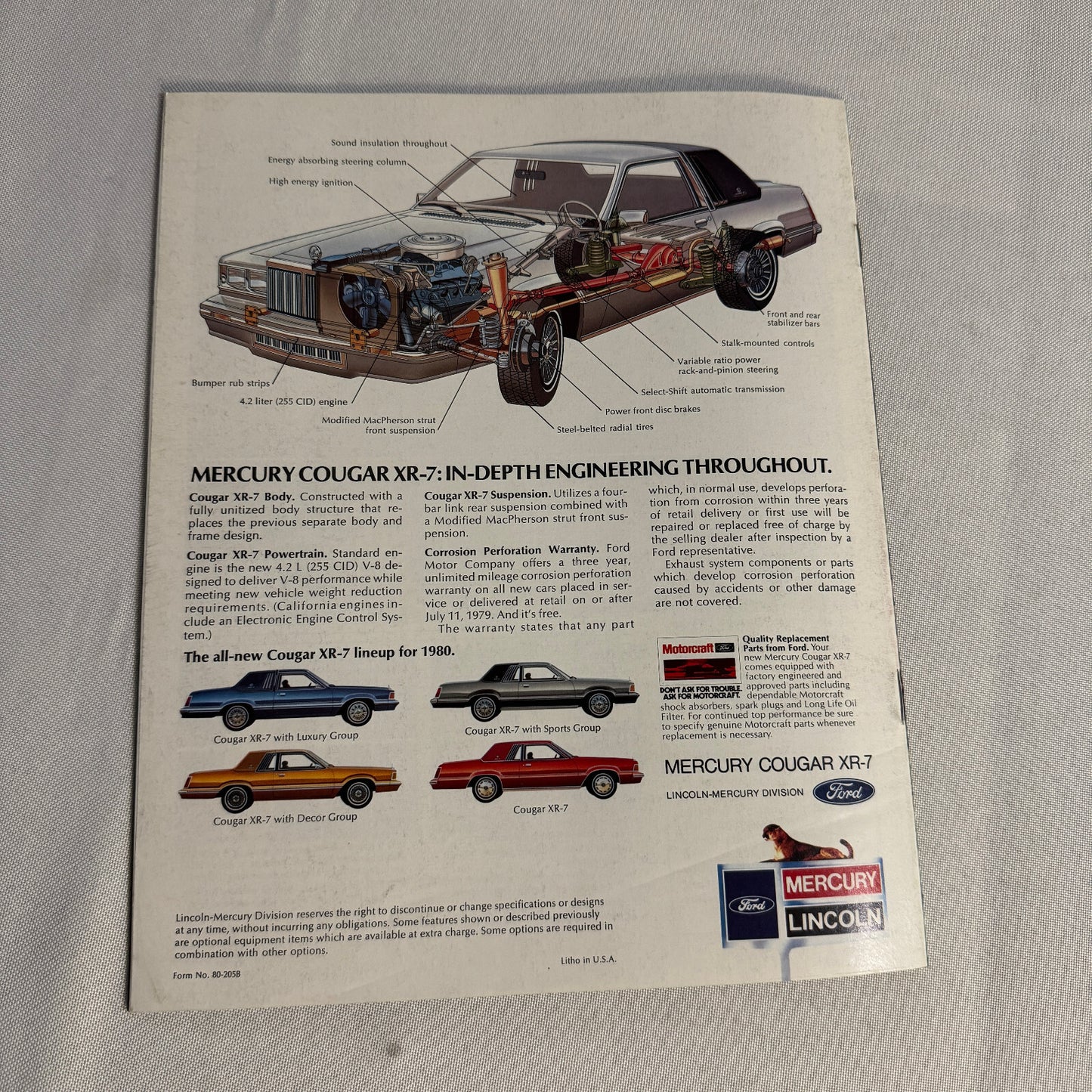 1980 Mercury Cougar XR-7 Car Sales Brochure Catalog XR7