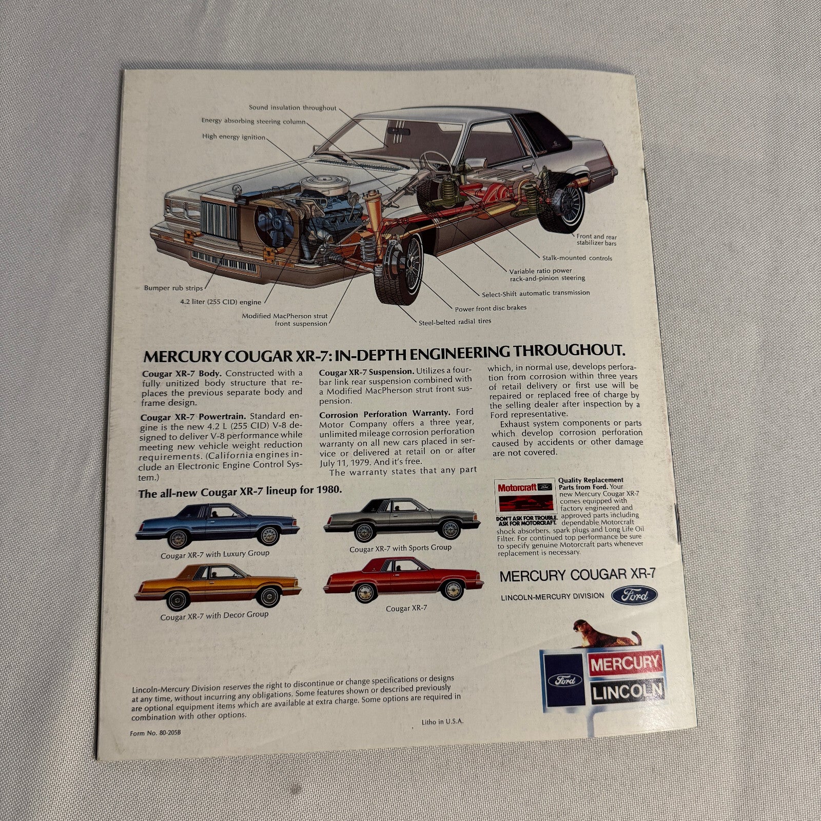 1980 Mercury Cougar XR-7 Car Sales Brochure Catalog XR7
