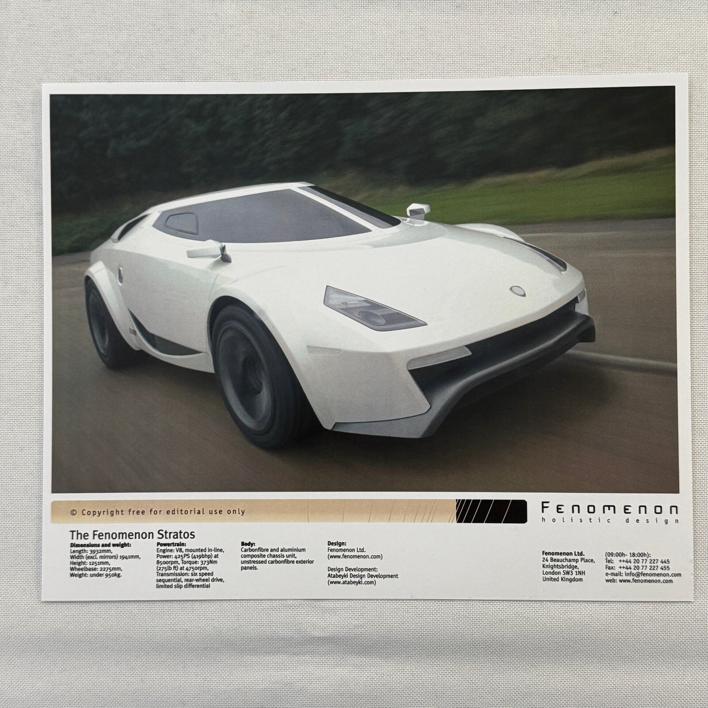 Fenomenon Stratos Concept Car Press Kit Lancia Stratos CD