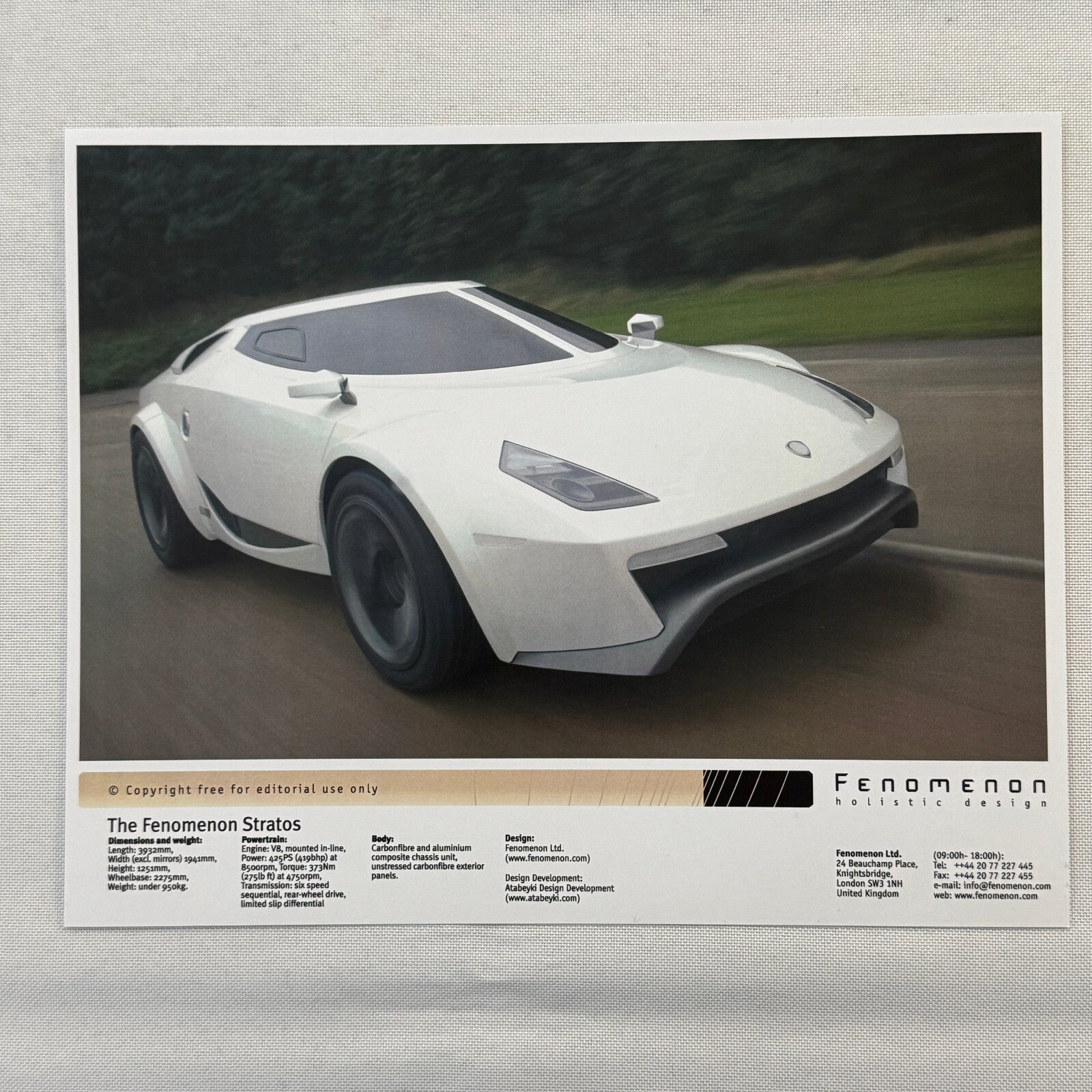 Fenomenon Stratos Concept Car Press Kit Lancia Stratos CD