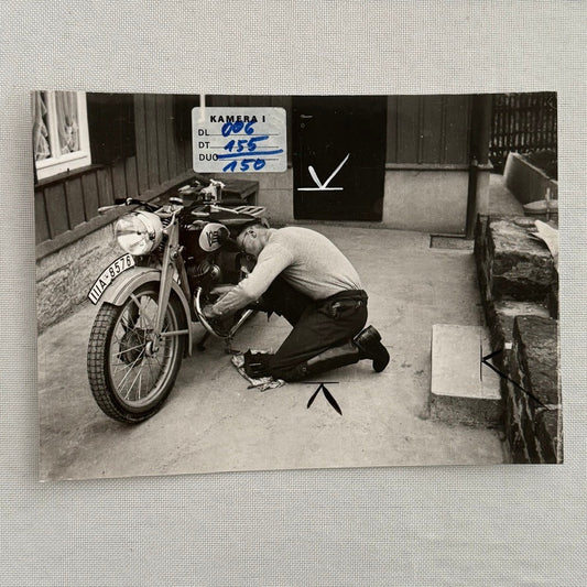 Vintage Motorcycle Bike Photo Photograph Print Unidentified Rider