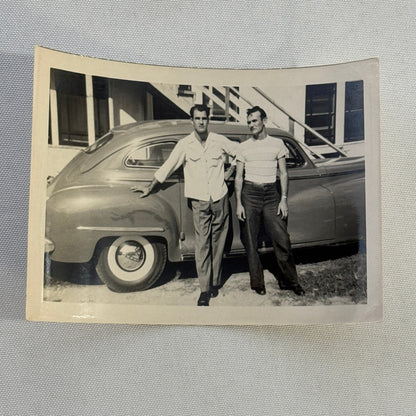Vintage Car Automobile Photo Photograph Print Men with Vehicel