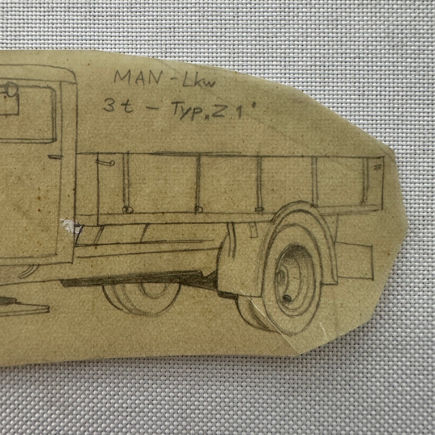 Vintage Illustration MAN LKW Truck Hand Drawn Drawing Sketch Art Germany